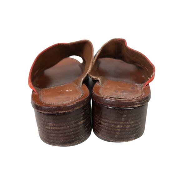 Diane Von Furstenberg Brown Snakeskin Leather Orange Suede Mule Sandals 7.5 - Picture 5 of 8